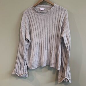 Pink Lily Gray Ribbed Sweater